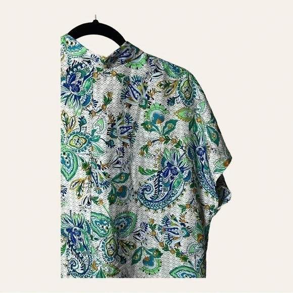 0967. JOIE SHORT SLEEVE TOP MULTICOLOR SIZE MEDIUM - Picture 6 of 9